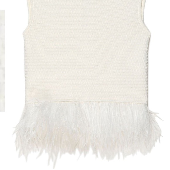 NWT FRAME XS off-white crocheted top with feathers - Picture 3 of 11